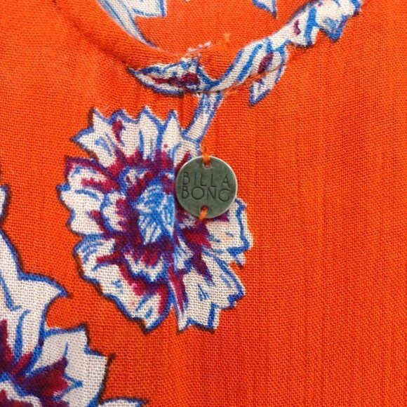 Billabong Orange Floral Shift Dress Women's XS Mini Boho Festival Hippie Beach - Picture 6 of 12
